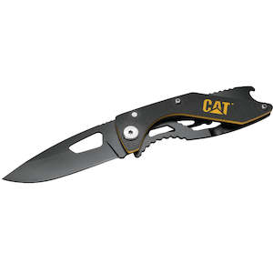 Cat: CAT 155mm Folding Skeleton Knife with Black Blade and Bottle Opener