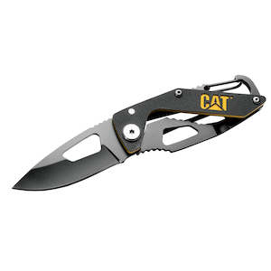 CAT 135mm Folding Skeleton Knife with Black Blade and Carabiner