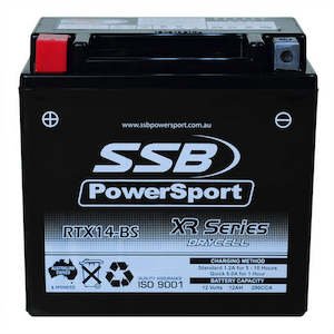 Motorcycle And Powersports Battery (Ytx14-Bs) Agm 12v 12ah 290cca Ssb High Performance