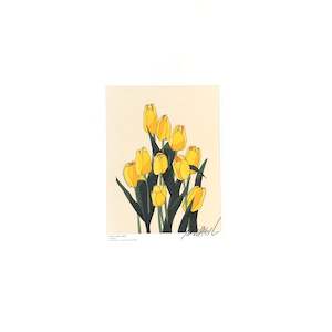 A5 Flower Poster - Yellow Tulip (BEIGE)