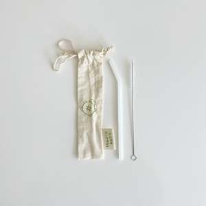 Milk Glass Straw & Pouch Set