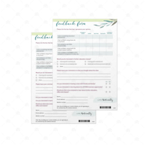 Live Naturally : Feedback Form Tear Pad (50 sheets)