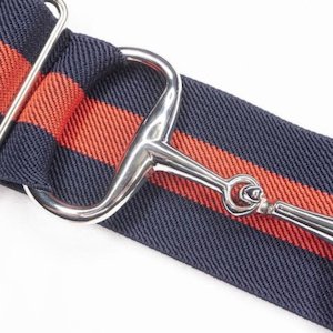 Navy & Red – 2″ Silver Snaffle Elastic Belt