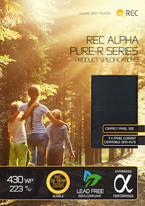 Electrical: REC ALPHA PURE-R SERIES 420w Quarter Cell Solar Panel