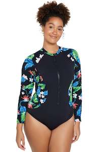 Mastectomy Swimwear: Genevieve Long Sleeve Mastectomy Scuba Suit - Paradise