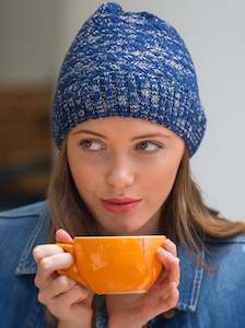 Rigon Salt and Pepper Unisex Knitted Beanie - Blue/Ivory