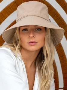 Rigon Headwear: Rigon Rosanna Bucket Hat - Beige