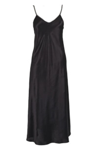 CARMEN KIRSTEIN SILK LONG CHEMISE - BLACK