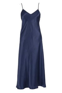 Carmen Kirstein Silk Long Chemise - Navy