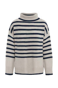 Mia Fratino Amina Turtleneck - Alabaster/french Navy