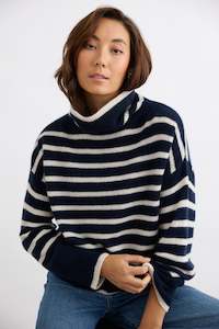 MIA FRATINO AMINA TURTLENECK - FRENCH NAVY/ALABASTER