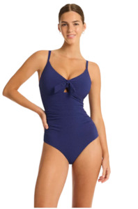 Sea Level Messina Tie Front Dd/e One Piece – French Navy