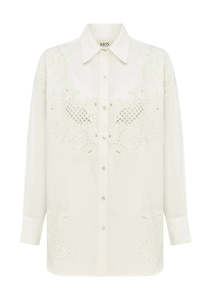 Womenswear: MOS THE LABEL SARA LACE NORA SHIRT - IVORY