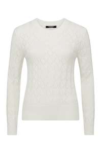 Womenswear: CABLE COTTON CASHMERE CREW JUMPER - WHITE