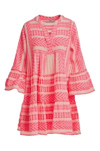 Devotion Twins Ella Short Dress - Neon Pink/off White