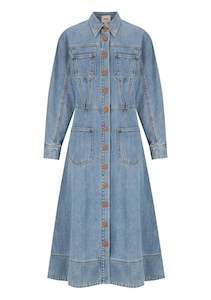 Womenswear: Morrison Elton Long Sleeve Denim Dress - Blue