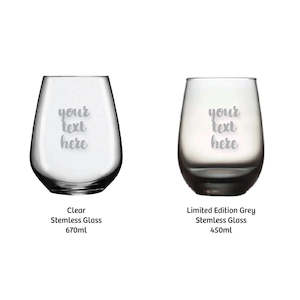 Engraved Stemless Wine Glass