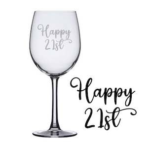 Drinkware: 21st Birthday wine glass