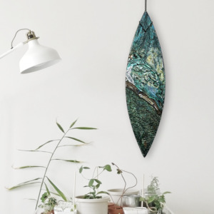 Glass Wakas: Wood Pidgeon (Kereru) - Wall Art - Multi Coloured Waka