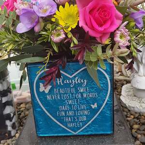 Headstones Ceramics And Plaques: Vase Plaque with or without Vase Block - 14cm x 14cm