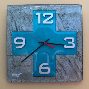 Cross Clock - Blue/Grey