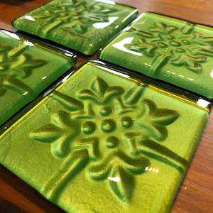 Coasters 1: Green Pressed Tin Coasters - Set of 4