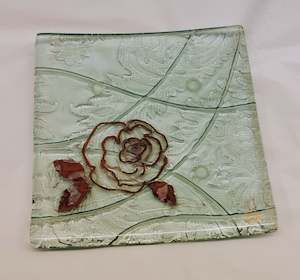 Copper Art And Platters: Copper Rose Outline - Small Square