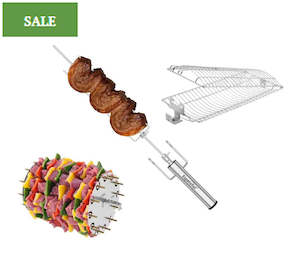 1 x Premium Rotisserie + 1 x Rotisserie Basket + 1 x BBQ Kebab Carousel