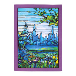 Tiffany Iris Landscape Tea Towel