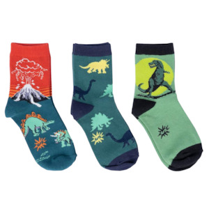 Dinosaur Days Kids Glow In The Dark Crew Socks Pack of 3 - Sock It To Me