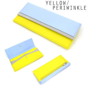 Yellow & Periwinkle - Steel & Leather Clutch Wallet