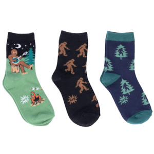 Wholesale trade: Sasquatch Campout Kids Crew Socks Pack of 3 - Sock It To Me