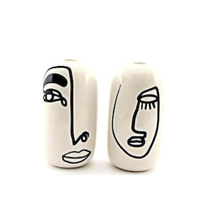 Wholesale trade: Small Ceramic Monochrome Face Vases - Set of 2