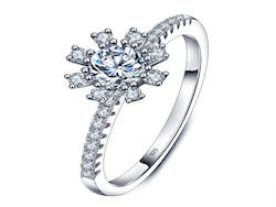 Cubic Zirconia Flower Sterling Silver Ring