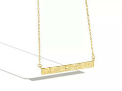 Gold Plated 925 Sterling Silver Necklace Wrinkle Uneven Geometric Rectangle Necklace