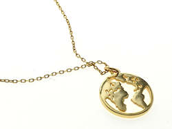 Coin 18K Gold Plated World Sterling Silver Necklace