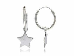 Star Sterling Silver Hoop Earring