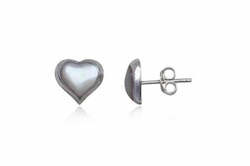 Mother of Pearl Heart Sterling Silver Earrings