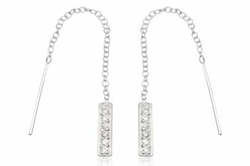 Cubic Zirconia Slider Sterling Silver  Earrings