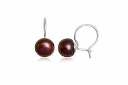 Jewellery: Pearl Brown Sterling Silver Earrings