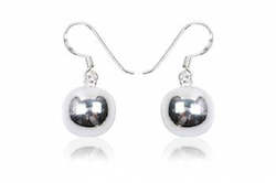 Ball 12mm Drop Sterling Silver Earrings