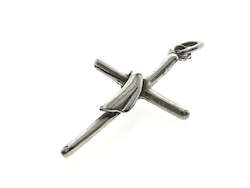 Jewellery: Cross Sashed Sterling Silver Pendant