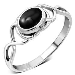 Jewellery: Twisted Black Onyx Silver Ring