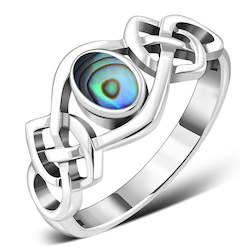 Abalone Sea Shell Celtic Knot Silver Ring