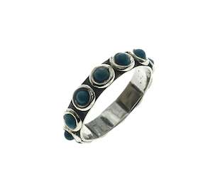 Jewellery: Turquoise Studded Sterling Silver Band