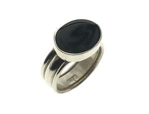 Jewellery: Onyx Dual Band Sterling Silver Ring