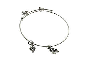 Charm Sterling Silver Expandable Bangle