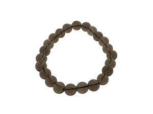 Crystal Smokey Topaz Round Bead Bracelet