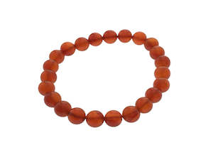 Crystal Carnelian Quartz Round Bead Bracelet