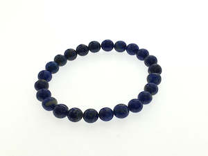 Crystal Lapis Round Bead Bracelet